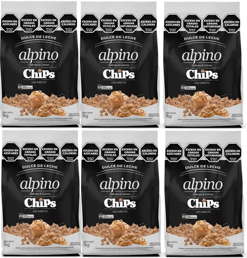 Chocolate Chips Alpino Dulce de Leche x 1kg. CAJA X 6 U.