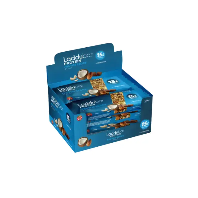 Barra Laddubar Protein Frutos Secos Coco x 60g. CAJA X 10 U.