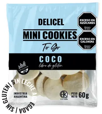 Galletitas Delicel Mini Cookies Coco x 60g.