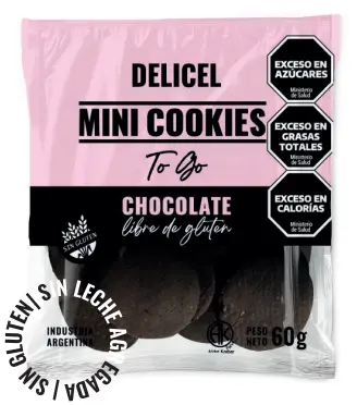 Galletitas Delicel Mini Cookies Chocolate x 60g.