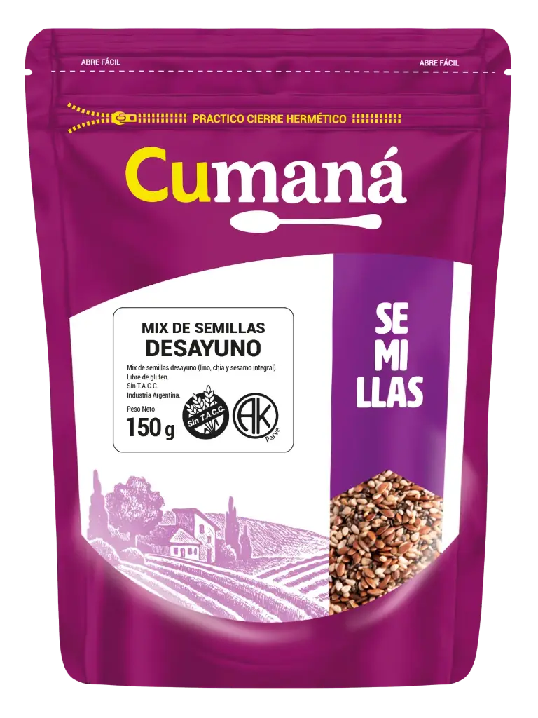 Semilla Cumana Mix DESAYUNO(chia, sesamo integral y lino) x 150g.  unidad