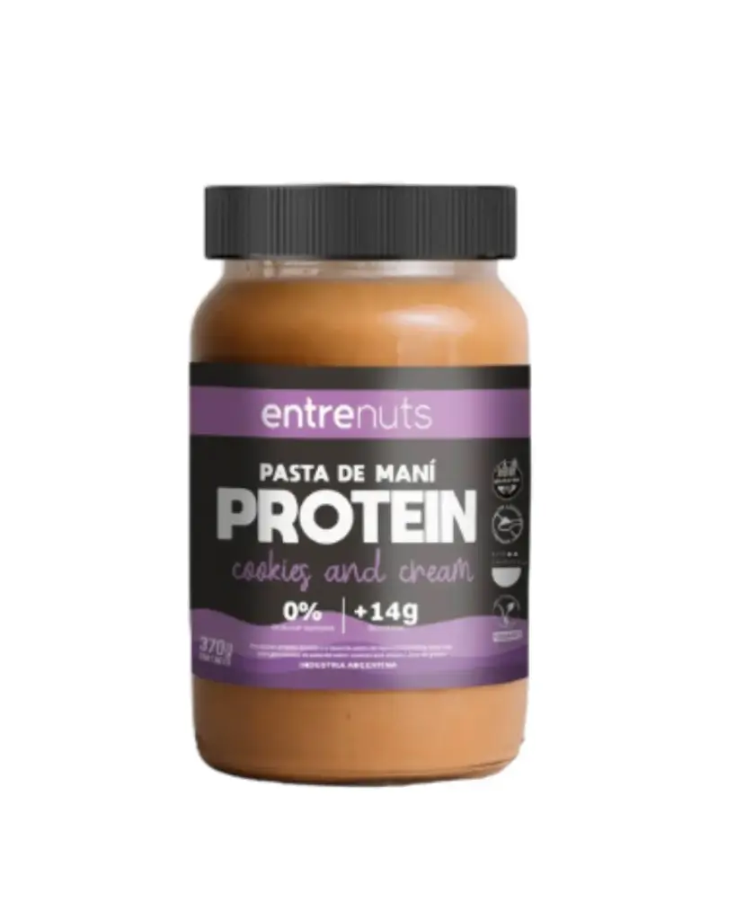 Pasta Mani Entre Nuts Proteica Cookies and Cream x 370g. CAJA X 12 U.