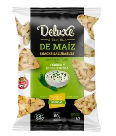 Snack Deluxe de maiz sabor Queso Crema y Verdeo