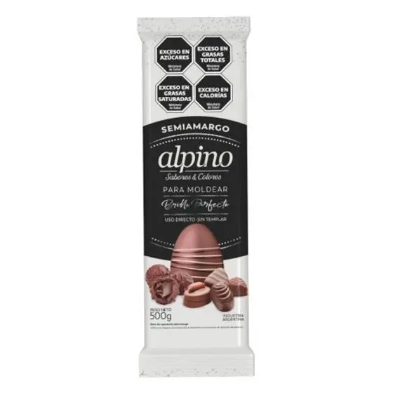 Chocolate Moldeo Alpino semiamargo tableta x 500g.