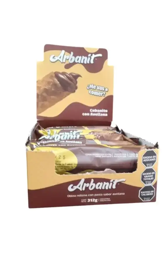 Cubanitos Arbanit Pasta de avellana CAJA X 12 U.