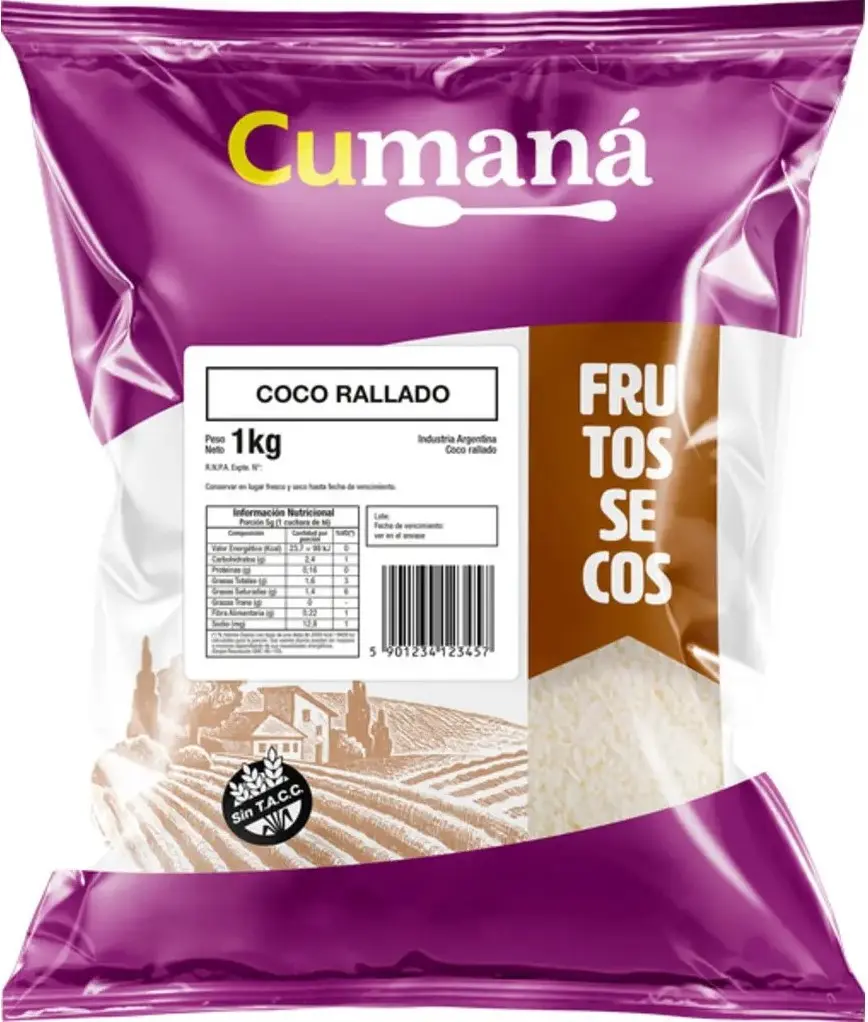 Coco Rallado Cumana High Fat x 1kg.
