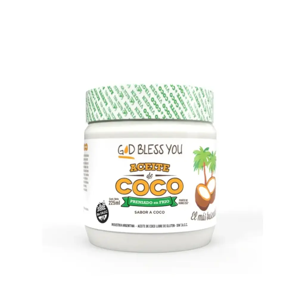 Aceite Coco God Bless You Virgen x 225mL.