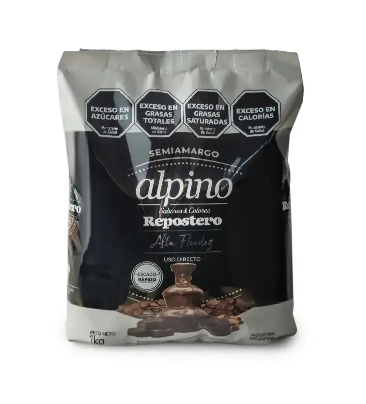 Chocolate Moldeo Alpino Baño Repostero Semiamargo x 1kg.