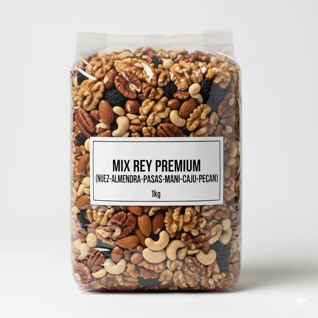 Mix Rey Premium 1kg.(Nuez-Alm-Pasas-Mani-Caju-Pecan)