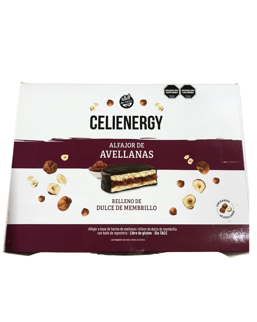 Alfajor Celienergy Avellana Negro x 50g. CAJA X 12 U.