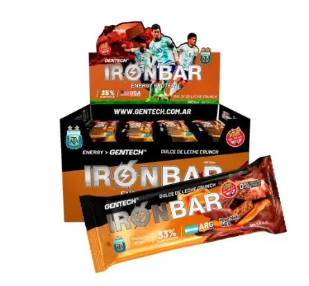 Barra Gentech IronBar Sabor Dulce de Leche CAJA X 20 U.