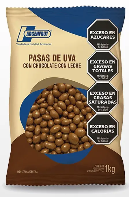 Chocolate Argenfrut PASAS UVA C/ Cob. Cho. LECHE x 1kg.