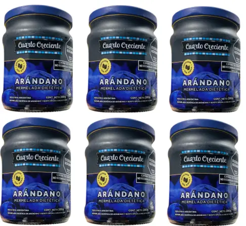 Mermelada Cuarto Creciente C/Stevia Arandano x 280g. PACK X 6 U.