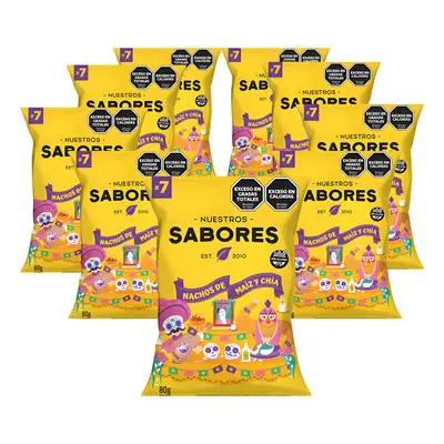 Snack Nuestros Sabores (7) Chips de Maíz & Chía CAJA X 18 U.