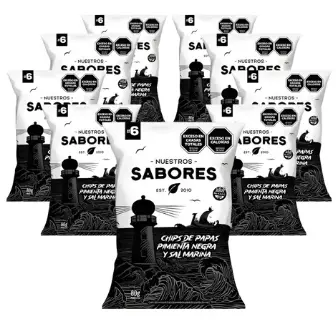 Snack Nuestros Sabores (6) papas pimienta CAJA X 18 U.