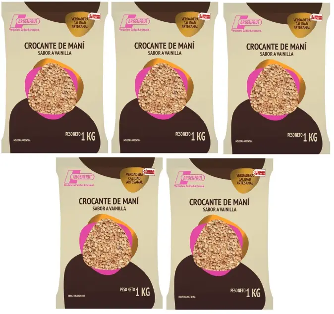 CROCANTE de Mani Argenfrut Sabor Vainilla x 1kg. CAJA X 5 U.