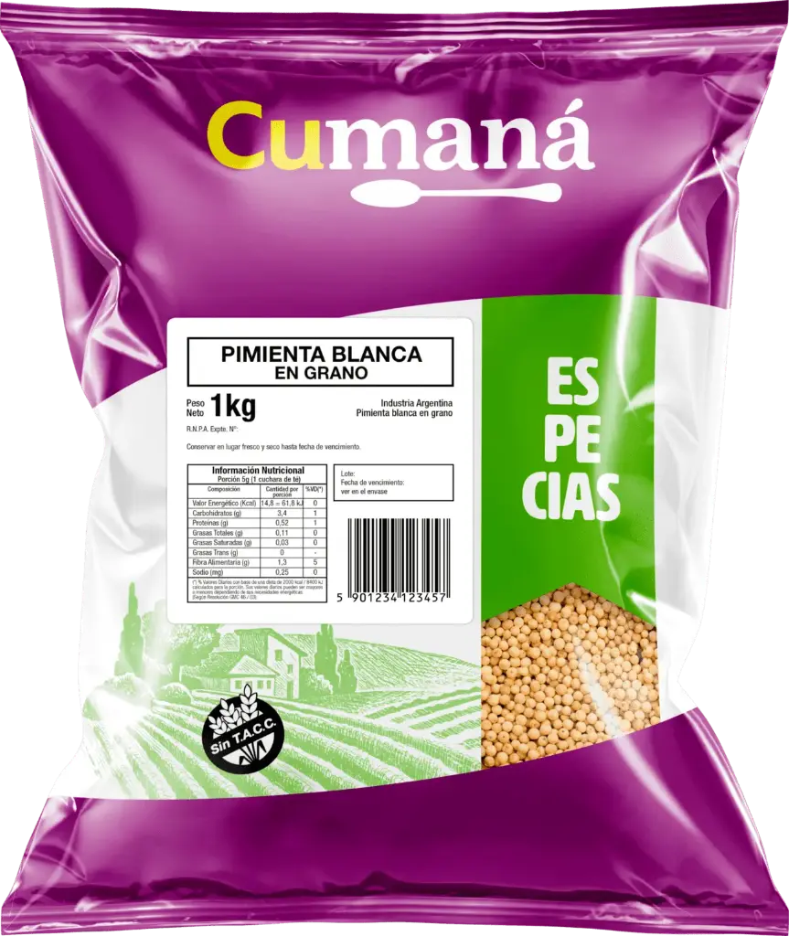 Pimienta Cumana Blanca en Grano x 1kg.
