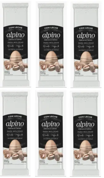 Chocolate Moldeo Alpino con leche tableta x 500g. CAJA X 6 U.