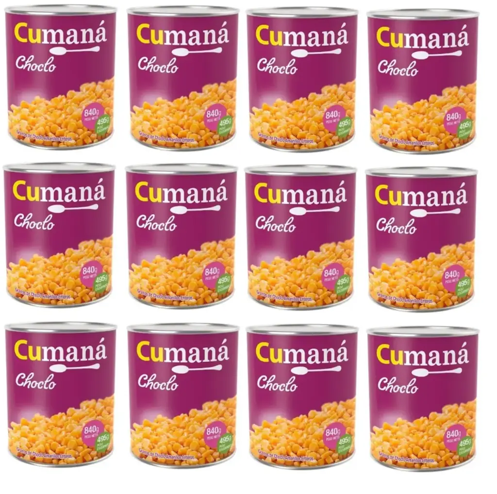 Choclo Cumana Entero Grano Amarillo x 820g. PACK X 12 U.