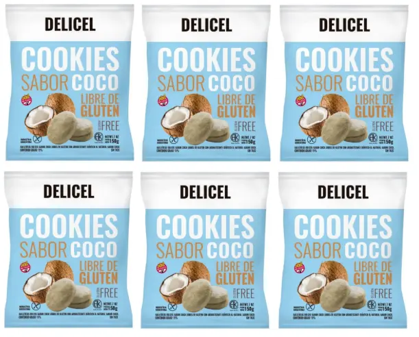 Galletitas Delicel Cookies Sabor Coco x 150g. CAJA X 20 U.