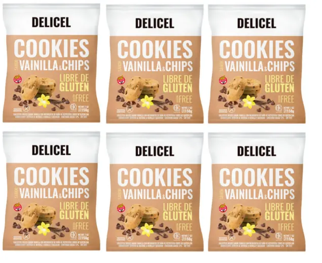 Galletitas Delicel Cookies Sabor Vainilla y Chips x 150g. CAJA X 20 U.