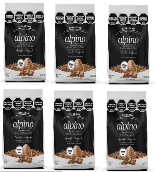 Chocolate Moldeo Alpino con leche Pins x 1kg. CAJA X 6 U.
