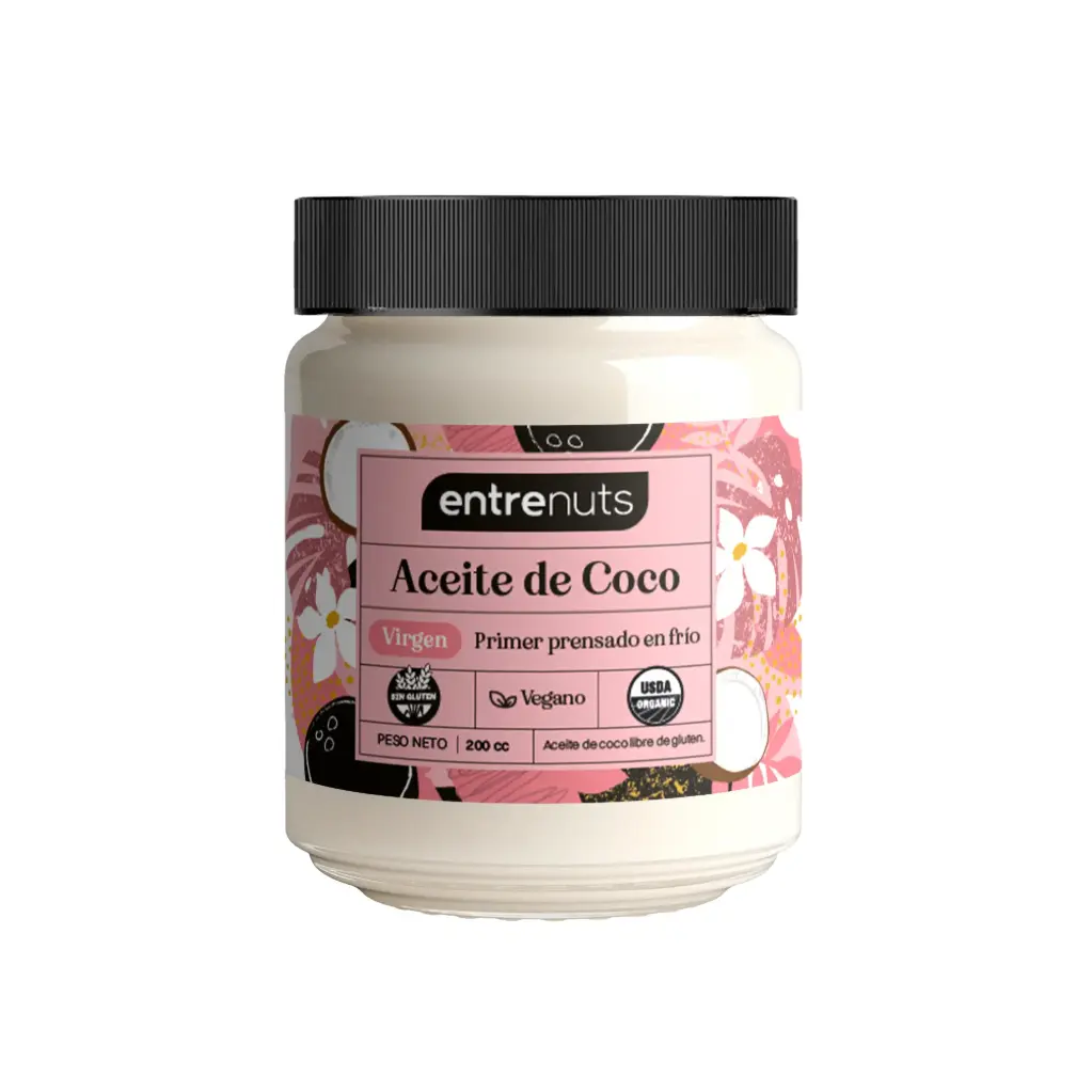 Aceite Coco Entre Nuts Virgen x 200cc. CAJA X 16 U.