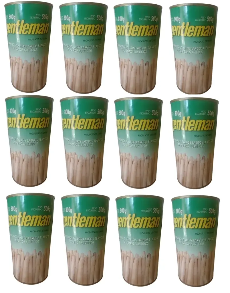 Esparragos Gentleman Tallos Largos Blancos x 800g. CAJA X 12 U.
