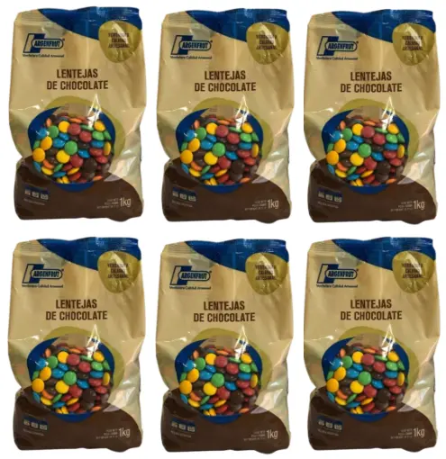 Chocolate Argenfrut LENTEJAS de chocolate x 1kg. CAJA X 7 U.