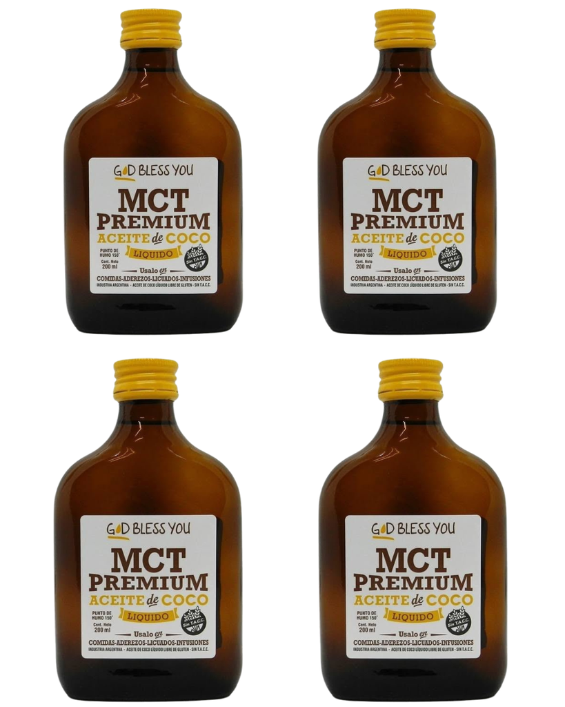 Aceite Coco God Bless You MCT Petaca x 200mL. CAJA X 12 U.