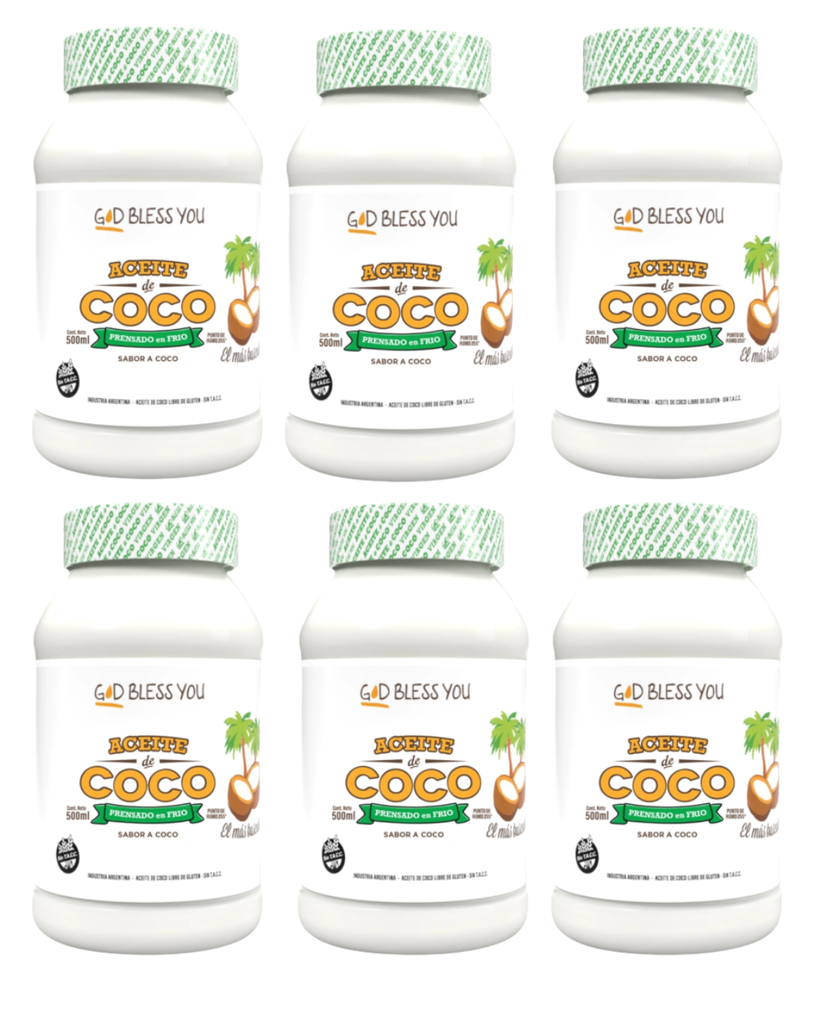 Aceite Coco God Bless You Virgen x 500mL. CAJA X 12 U.