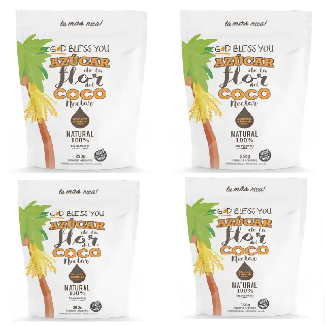 Azucar God Bless You flor coco Doy Pack x 250g CAJA X 24 U.