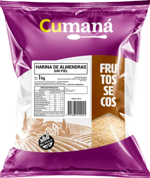 Harina CUMANA de Almendra sin piel x 1kg CAJA X 10kg.