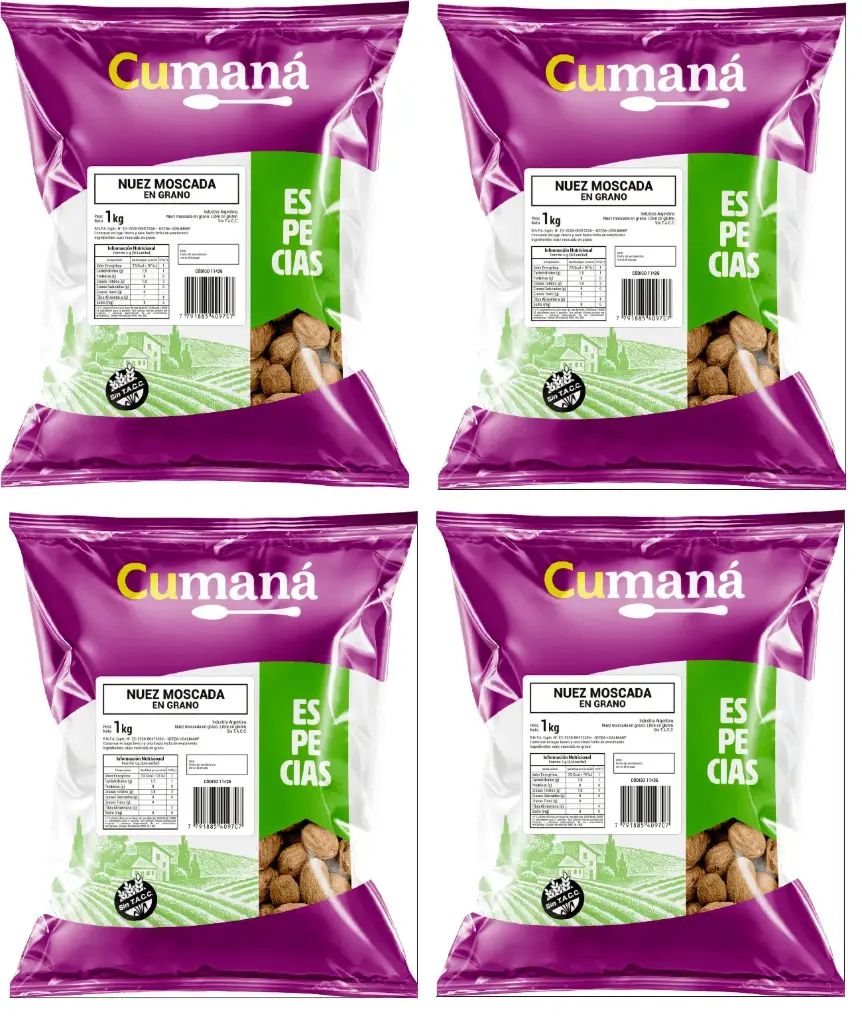 Nuez moscada Cumana en Grano x 1kg. CAJA X 10kg.