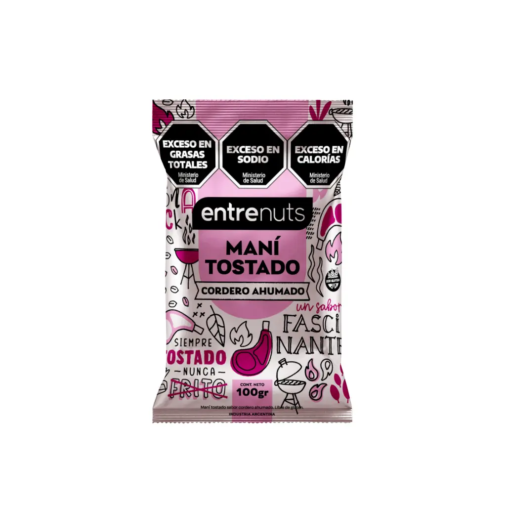 Mani Entre Nuts Tostado Cordero Ahumado x 100g.