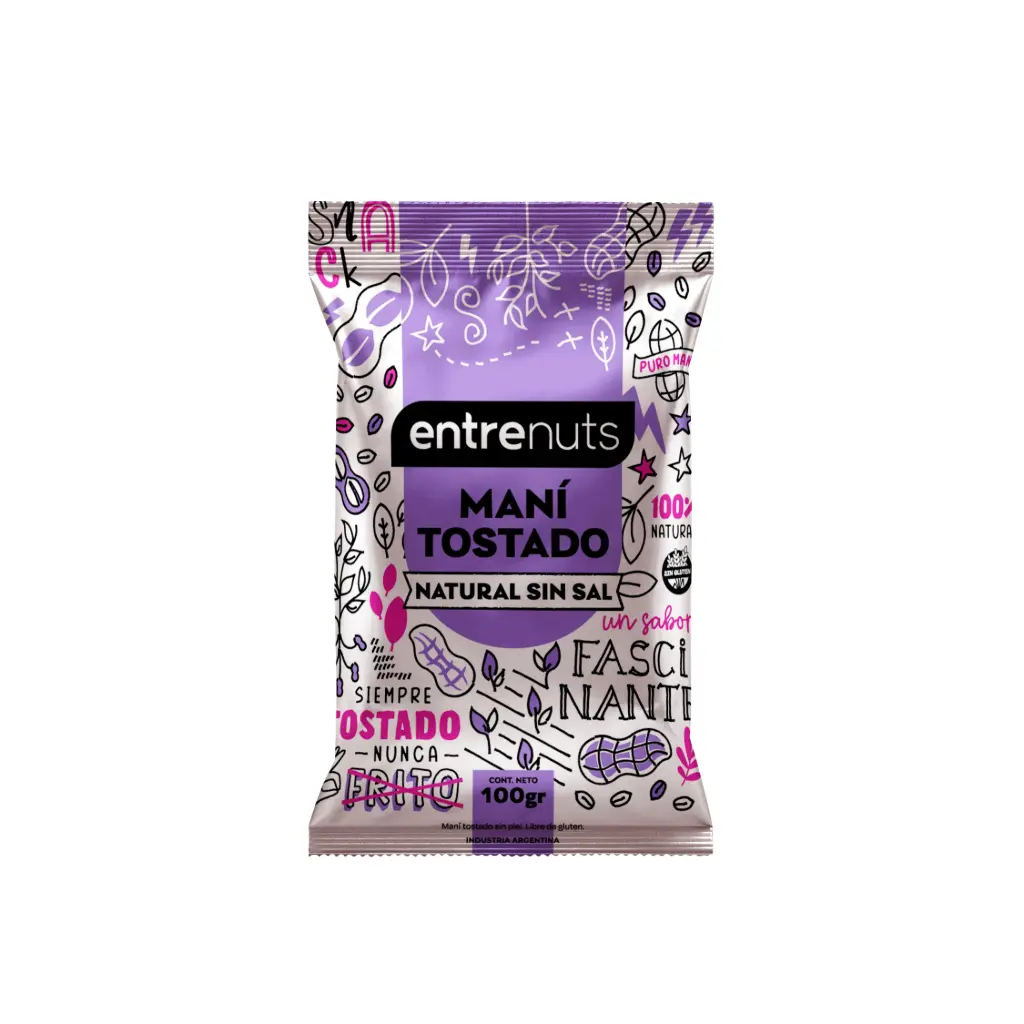 Mani Entre Nuts Tostado Sin Sal x 100g.