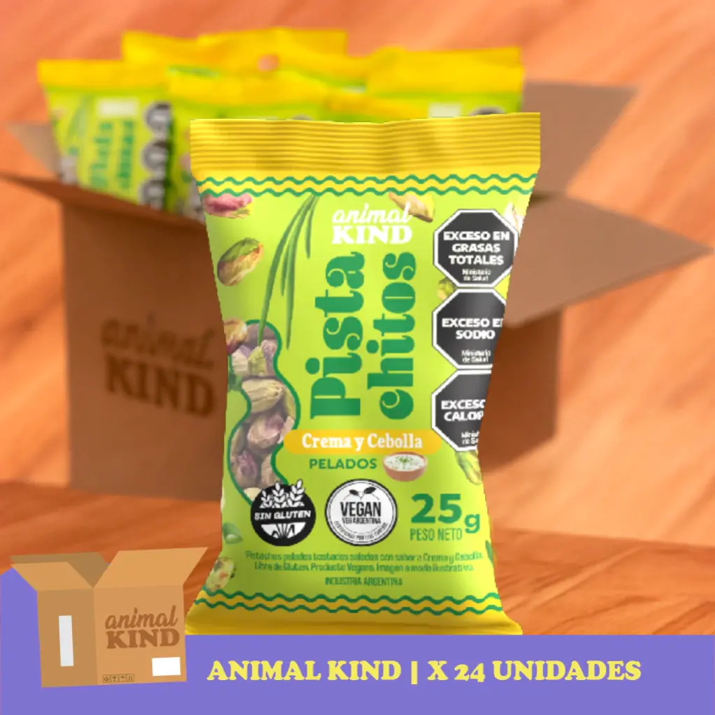 Snack Animal Kind Pistacho Crema y Cebolla x 25g. CAJA X 24 U.