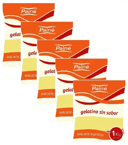 [3035] Gelatina Paine Sin Sabor x 1kg. Pack X 5 U.