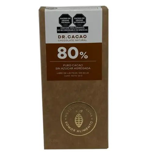 [0028] Chocolate Barra de Cacao Dr. Cacao 80% sin Azucar Unidad  x 50g.