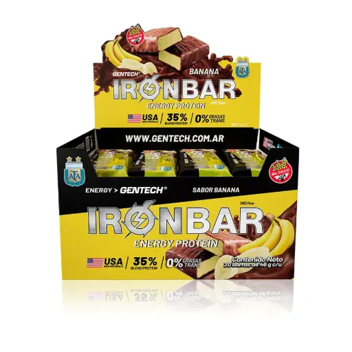 [2329] Barra Gentech IronBar Sabor Banana CAJA X 20 U.