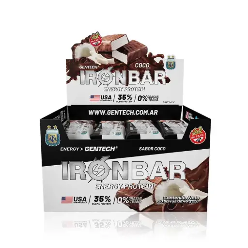 [2331] Barra Gentech IronBar Sabor Coco CAJA X 20 U.