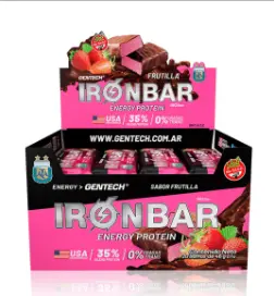 [2334] Barra Gentech IronBar Sabor Frutilla CAJA X 20 U.
