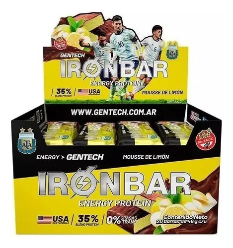 [2336] Barra Gentech IronBar Sabor Mousse de Limon CAJA X 12 U.