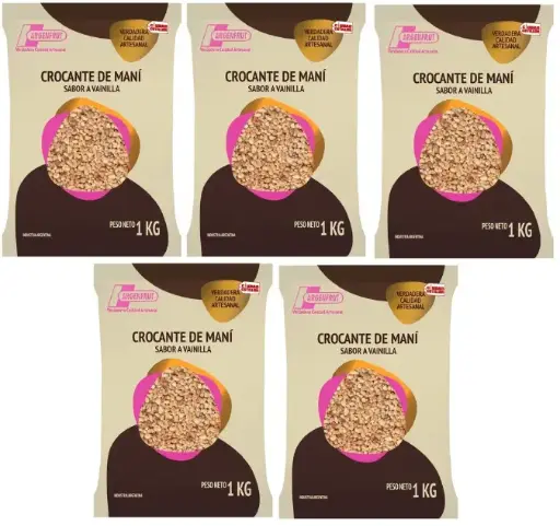 [2791] CROCANTE de Mani Argenfrut Sabor Vainilla x 1kg. CAJA X 5 U.