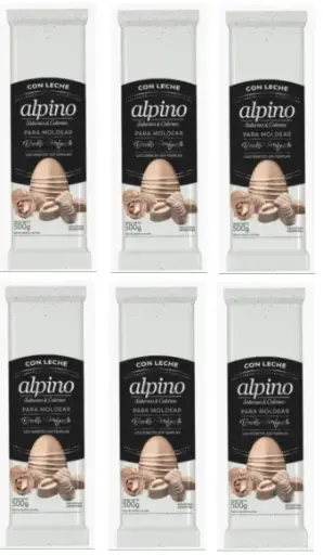 [2428] Chocolate Moldeo Alpino con leche tableta x 500g. CAJA X 6 U.