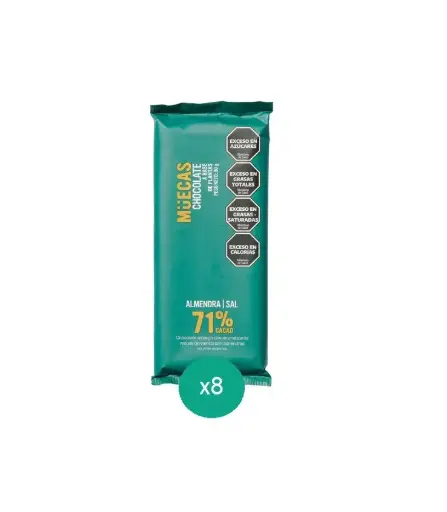 [2508] Chocolate Muecas de Almendra/Sal 80g. CAJA X 8 U.