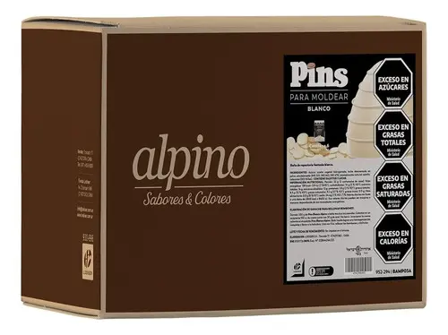 [2431] Chocolate Moldeo Alpino blanco pins x 1kg. CAJA X 6 U.