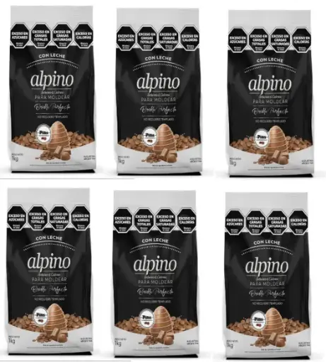 [2432] Chocolate Moldeo Alpino con leche Pins x 1kg. CAJA X 6 U.