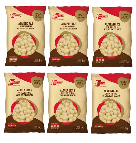 [2766] Chocolate Argenfrut ALMENDRAS Cob. Cho. BLANCO x 1kg. CAJA X 6 U.