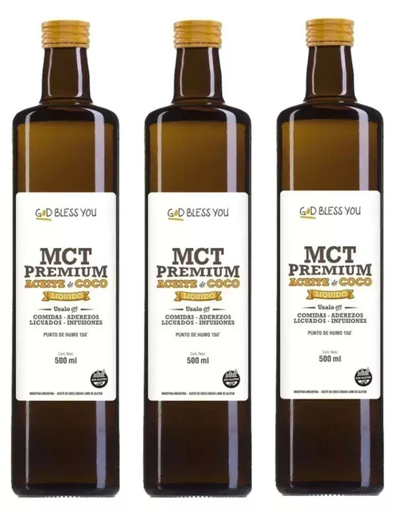 [2680] Aceite Coco God Bless You MCT Liquido x 500ml. CAJA X 12 U.